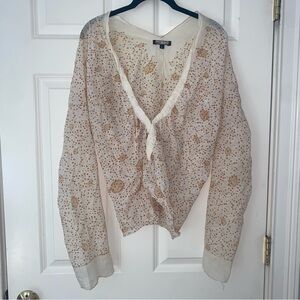 Rozae Nichols Y2K Floral Cream Women's button up Top